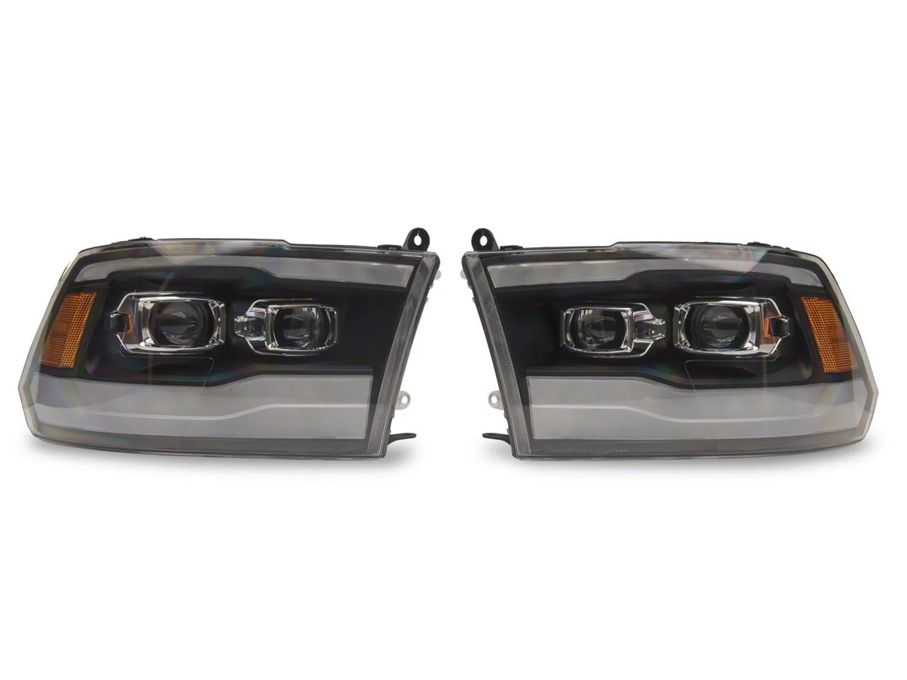 AlphaRex PRO-Series Projector Headlights; Black Housing; Clear Lens (13-18 RAM 1500 w/ Factory Projector Headlights)
