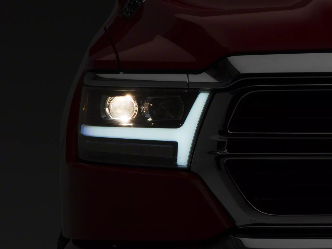 AlphaRex PRO-Series Projector Headlights; Jet Black Housing; Clear Lens (19-24 RAM 1500 w/ Factory Halogen Headlights)