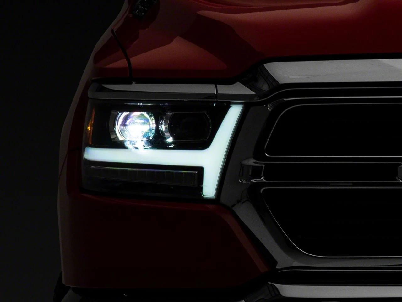 AlphaRex PRO-Series Projector Headlights; Matte Black Housing; Clear Lens (19-24 RAM 1500 w/ Factory Halogen Headlights)