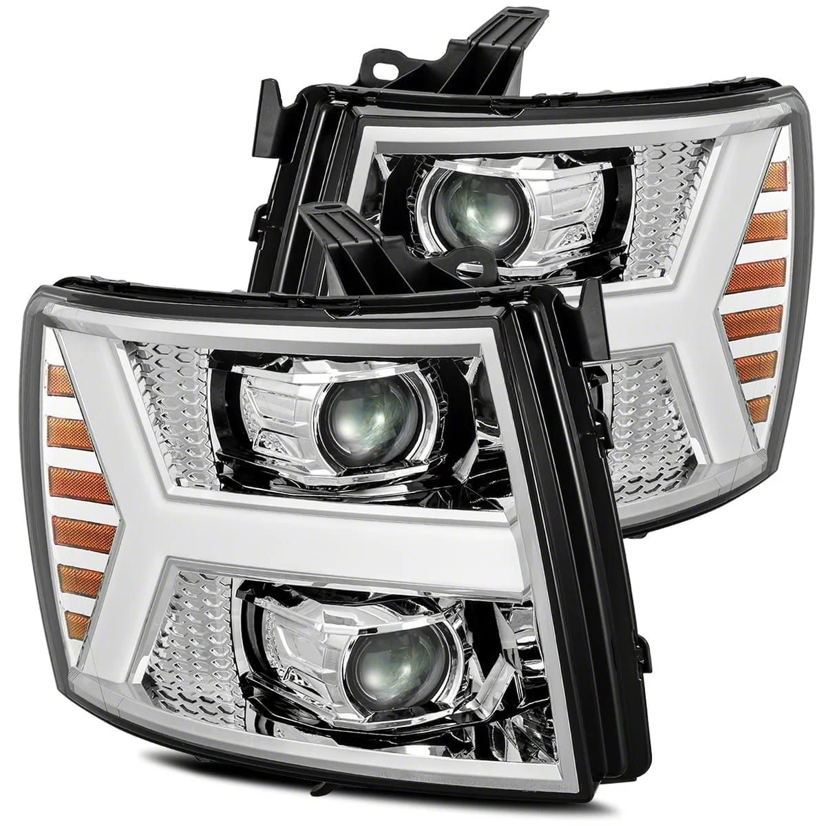 AlphaRex PRO-Series Projector Headlights; Chrome Housing; Clear Lens (07-13 Silverado 1500)