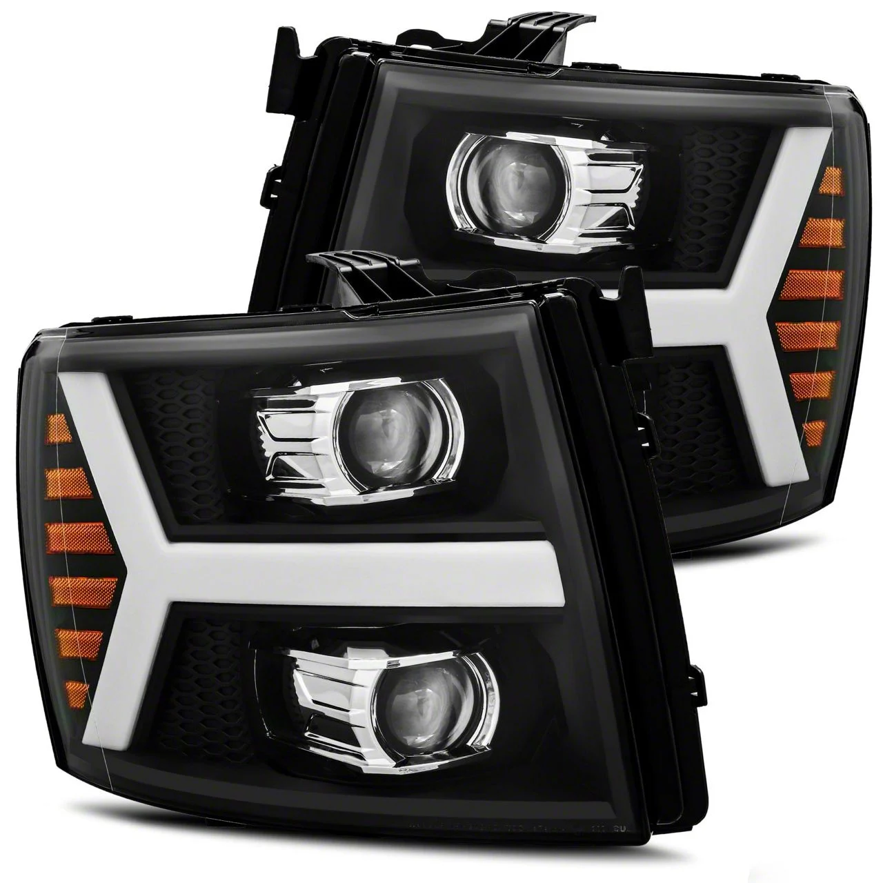 AlphaRex PRO-Series Projector Headlights; Matte Black Housing; Clear Lens (07-13 Silverado 1500)