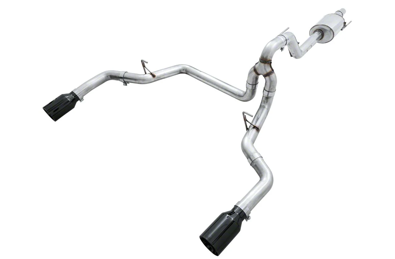 AWE 0FG Dual Exhaust System with Diamond Black Tips; Rear Exit (15-20 5.0L F-150)