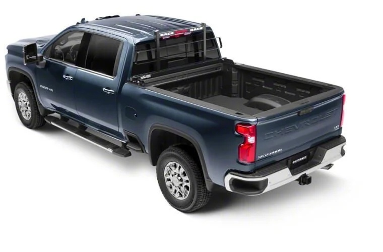 BackRack Headache Rack Frame with 31-Inch Wide Toolbox No Drill Installation Kit and Rear Bed Bar (15-19 Sierra 2500 HD)