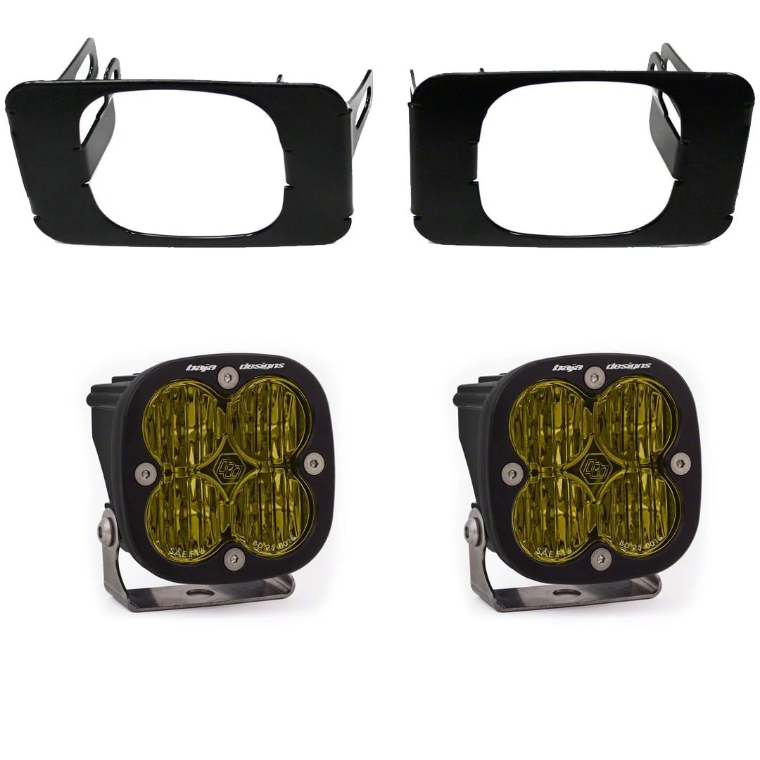 Baja Designs Squadron SAE LED Fog Light Pocket Kit; Amber (15-20 F-150, Excluding Raptor)