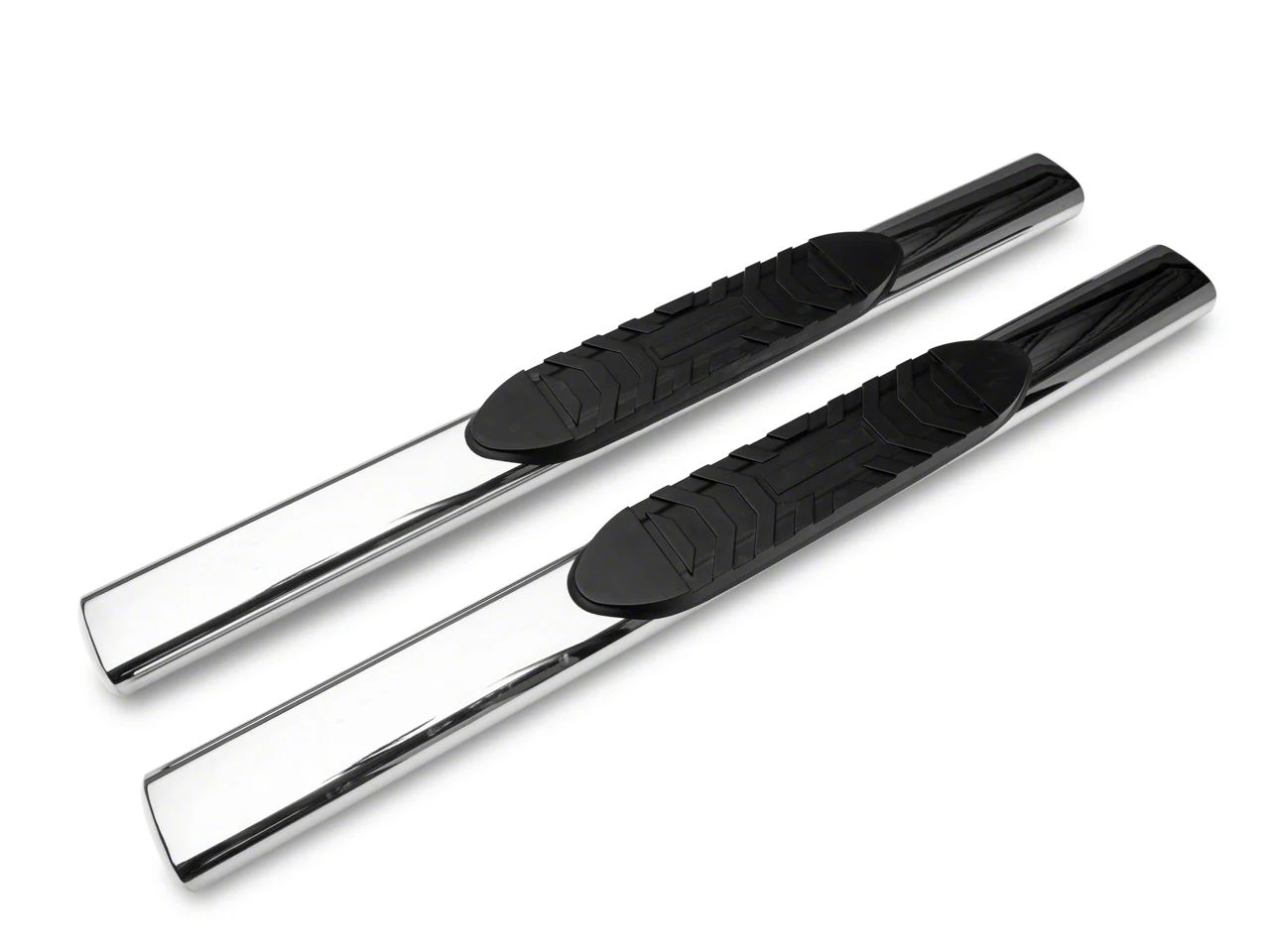 Barricade 5-Inch Oval Straight End Side Step Bars; Rocker Mount; Stainless Steel (07-19 Sierra 2500 HD Regular Cab)