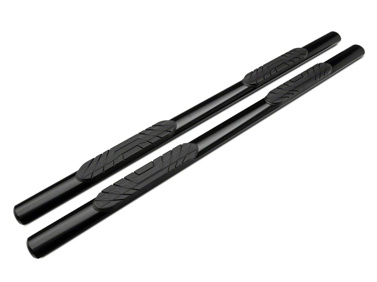 Barricade 4-Inch Oval Straight End Side Step Bars; Rocker Mount; Black (07-19 Silverado 3500 HD Crew Cab)