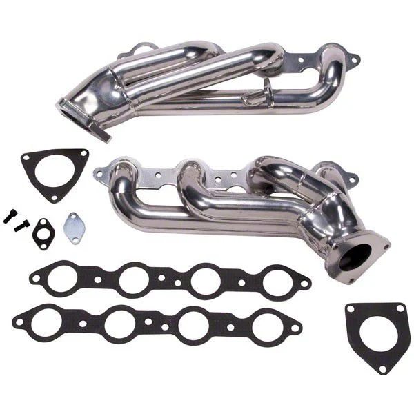 BBK 1-3/4-Inch Tuned Length Shorty Headers; Polished Silver Ceramic (07-09 6.0L Silverado 2500 HD)