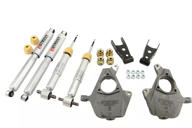 Belltech Lowering Kit with Street Performance Shocks; 2-Inch Front / 2 to 3-Inch Rear (14-16 2WD Sierra 1500 w/ Stock Cast Steel Control Arms)