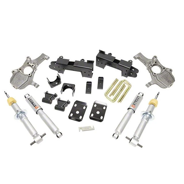 Belltech Lowering Kit with Street Performance Shocks; 2 to 4-Inch Front / 6-Inch Rear (19-26 4WD Sierra 1500 Double Cab, Crew Cab w/ 5.80-Foot Short Box, Excluding AT4 & Denali)
