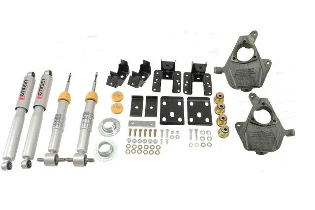 Belltech Lowering Kit with Street Performance Shocks; 3 to 4-Inch Front / 5 to 6-Inch Rear (14-16 2WD Sierra 1500 w/ Stock Cast Steel Control Arms)