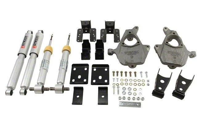 Belltech Lowering Kit with Street Performance Shocks; 2-Inch Front / 4-Inch Rear (14-16 2WD Silverado 1500 w/ Stock Cast Steel Control Arms)