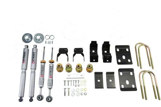 Belltech Lowering Kit with Street Performance Shocks; 3 to 4-Inch Front / 7-Inch Rear (14-15 2WD Silverado 1500 Regular Cab w/ Stock Cast Steel Control Arms)