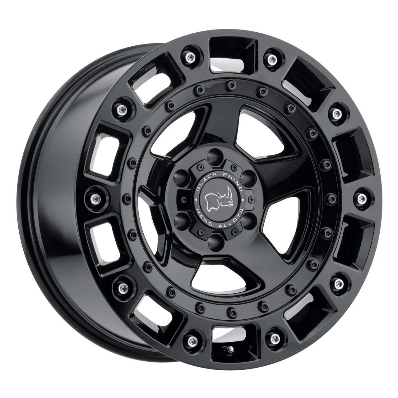 Black Rhino Cinco Gloss Black with Stainless Bolts 6-Lug Wheel; 18x9.5; -18mm Offset (14-18 Silverado 1500)