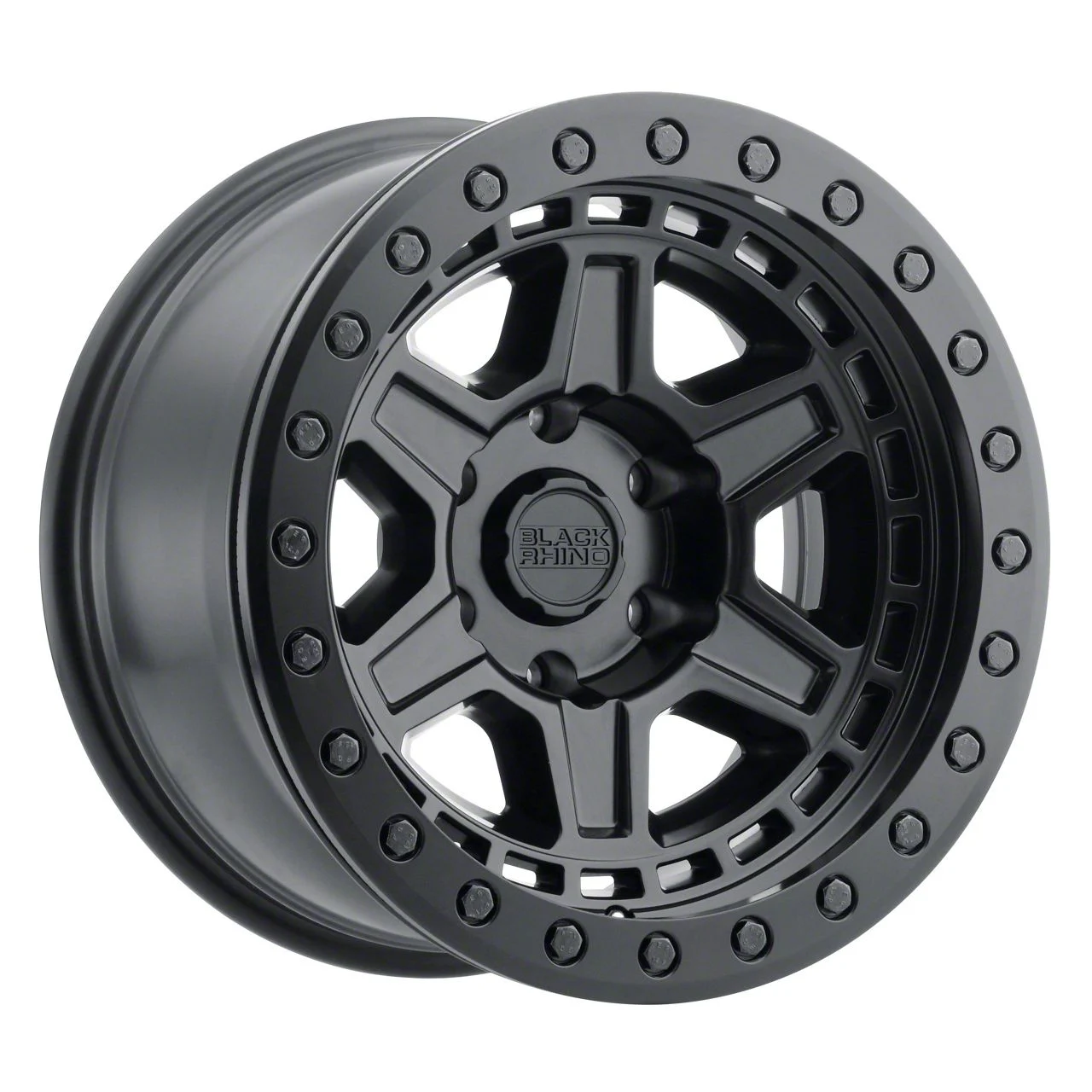 Black Rhino Reno Beadlock Matte Black with Black Bolts 6-Lug Wheel; 17x8.5; 0mm Offset (14-18 Sierra 1500)