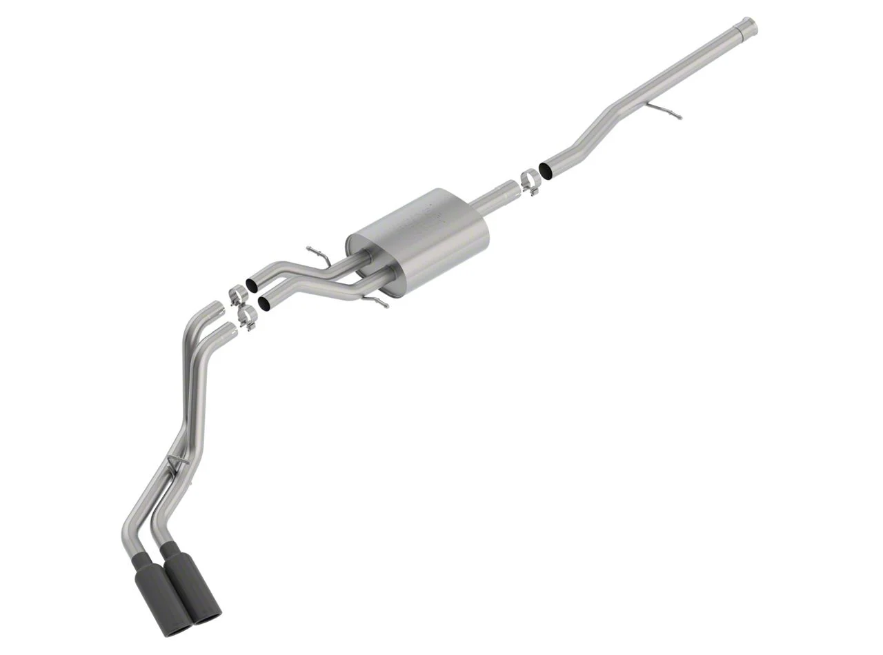 Borla ATAK Dual Exhaust System with Black Chrome Tips; Same Side Exit (14-18 5.3L Sierra 1500)