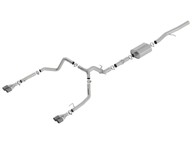 Borla ATAK Dual Exhaust System with Quad Carbon Fiber; Rear Exit (19-23 6.2L Sierra 1500 w/ Factory Dual Exhaust, Excluding AT4X)