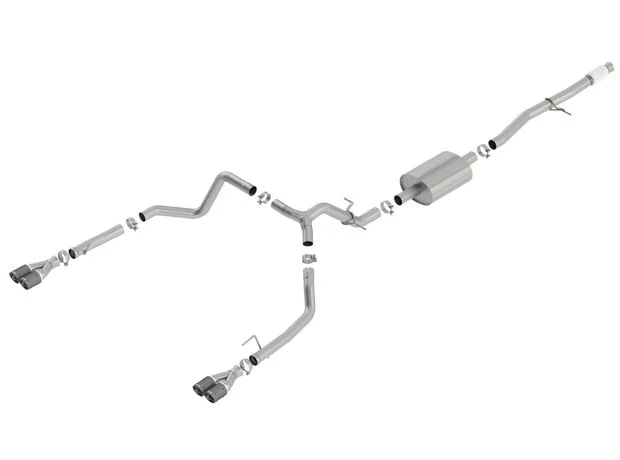 Borla S-Type Dual Exhaust System with Carbon Fiber Tips; Rear Exit (19-26 5.3L Sierra 1500 w/ Factory Dual Exhaust)