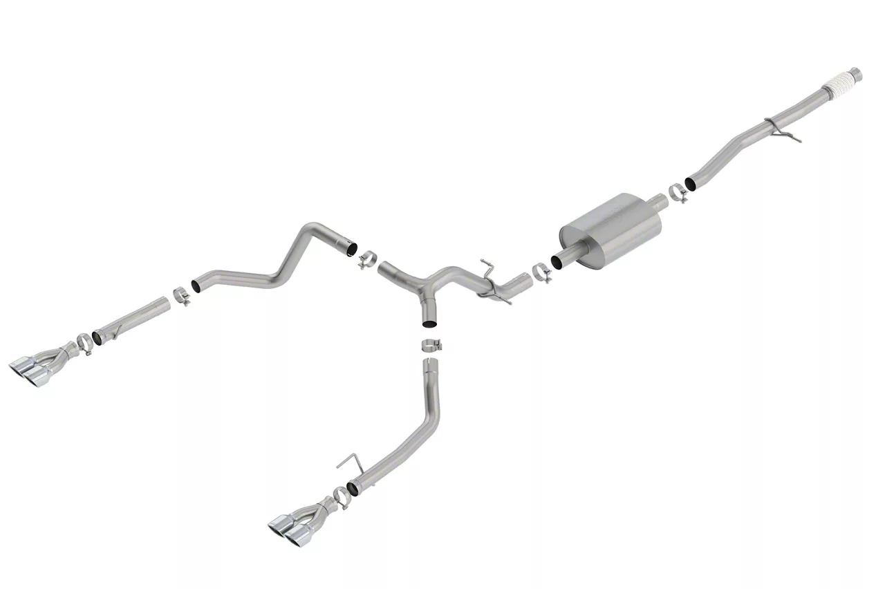 Borla S-Type Dual Exhaust System with Chrome Tips; Rear Exit (19-26 5.3L Sierra 1500 w/ Factory Dual Exhaust)