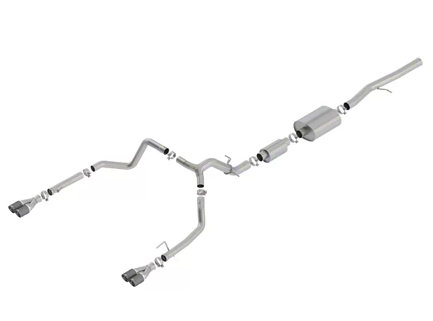 Borla S-Type Dual Exhaust System with Quad Carbon Fiber; Rear Exit (19-23 6.2L Sierra 1500 w/ Factory Dual Exhaust, Excluding AT4X)