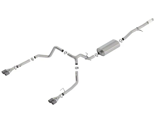 Borla Touring Dual Exhaust System with Carbon Fiber Tips; Rear Exit (19-26 5.3L Sierra 1500 w/ Factory Dual Exhaust)