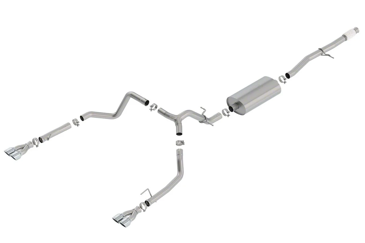 Borla Touring Dual Exhaust System with Chrome Tips; Rear Exit (19-26 5.3L Sierra 1500 w/ Factory Dual Exhaust)