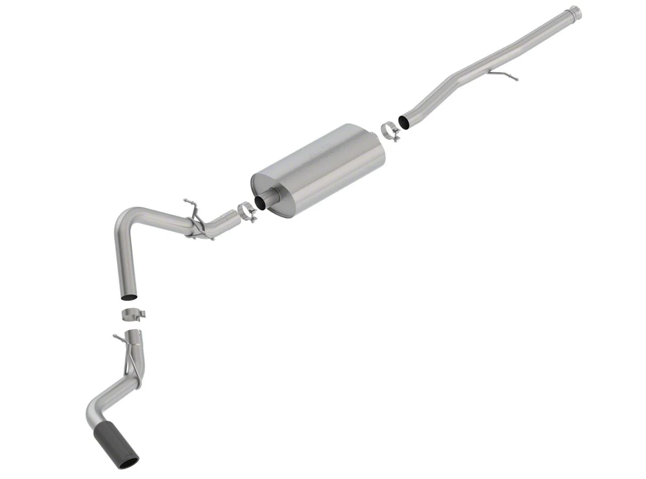 Borla Touring Single Exhaust System with Black Chrome Tip; Side Exit (19-26 5.3L Sierra 1500)