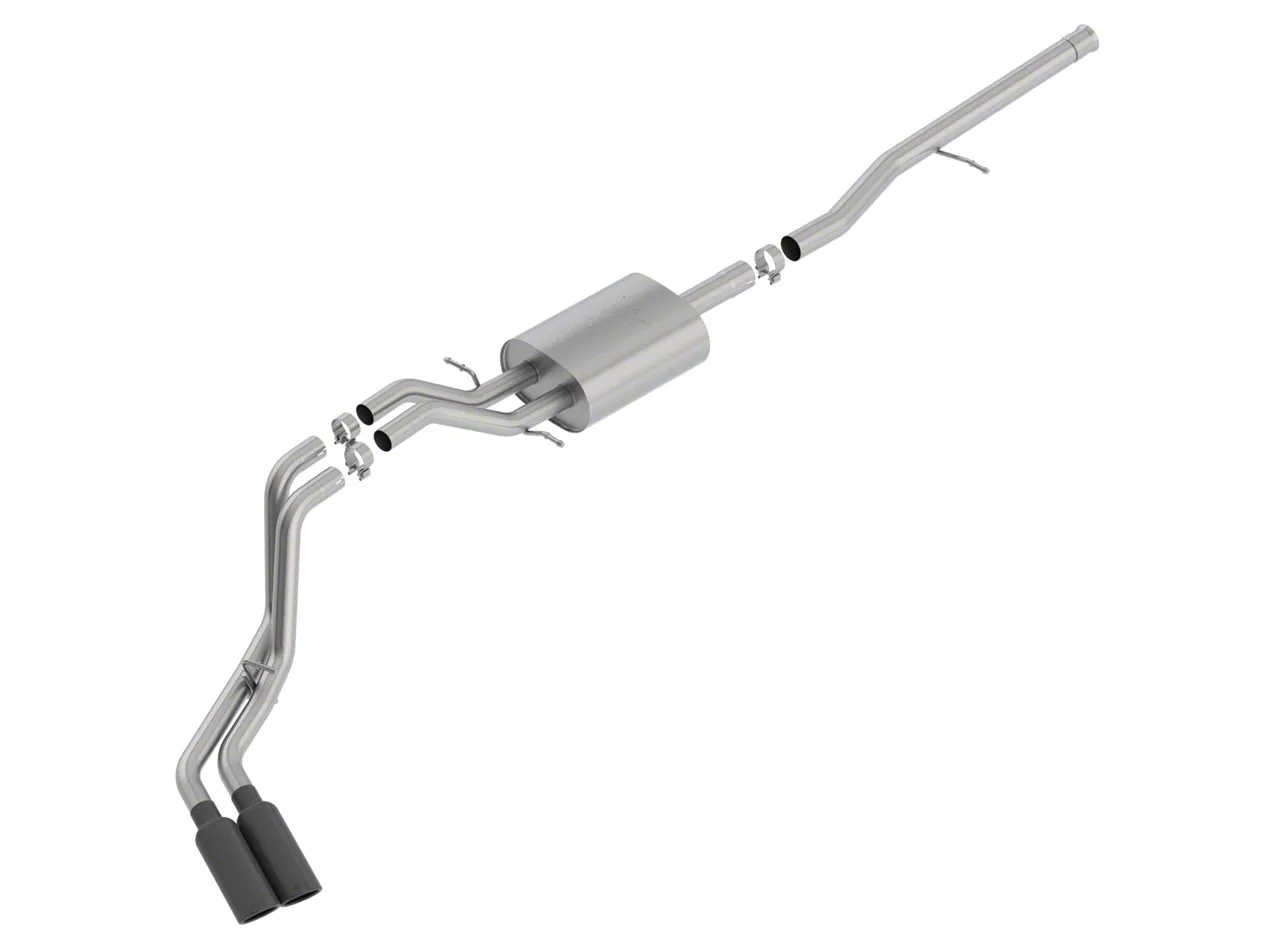 Borla ATAK Dual Exhaust System with Black Chrome Tips; Same Side Exit (14-18 5.3L Silverado 1500)