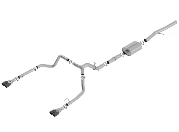 Borla ATAK Dual Exhaust System with Quad Black Chrome; Rear Exit (19-23 6.2L Silverado 1500 w/ Factory Dual Exhaust, Excluding ZR2)
