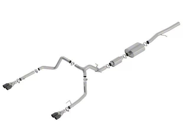 Borla S-Type Dual Exhaust System with Quad Black Chrome; Rear Exit (19-23 6.2L Silverado 1500 w/ Factory Dual Exhaust, Excluding ZR2)