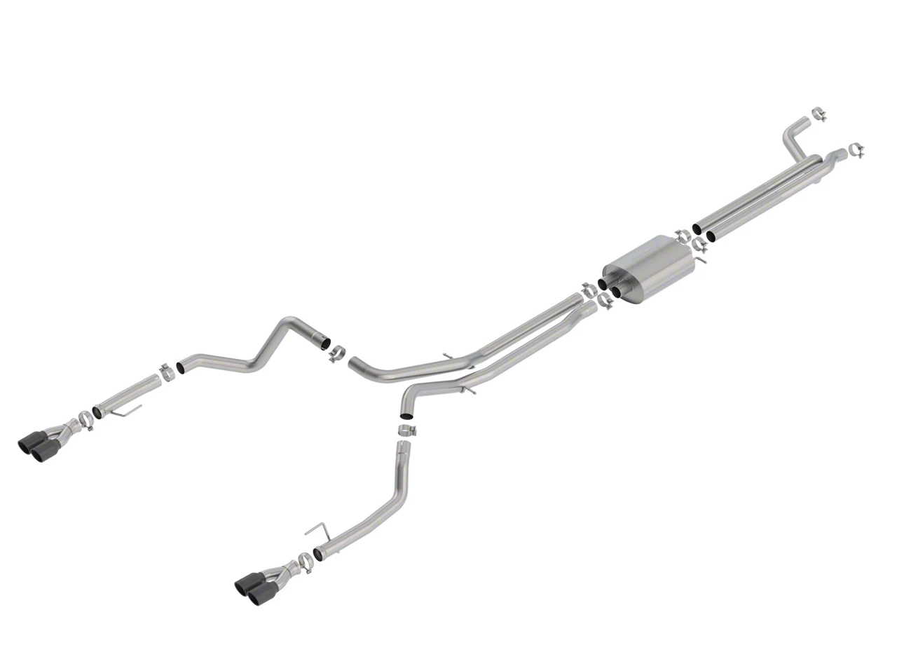 Borla S-Type True Dual Exhaust System with Quad Black Chrome; Rear Exit (19-23 6.2L Silverado 1500 w/ Factory Dual Exhaust, Excluding ZR2)