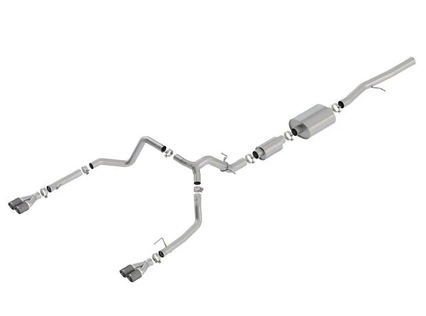 Borla S-Type Dual Exhaust System with Quad Carbon Fiber; Rear Exit (19-23 6.2L Silverado 1500 w/ Factory Dual Exhaust, Excluding ZR2)