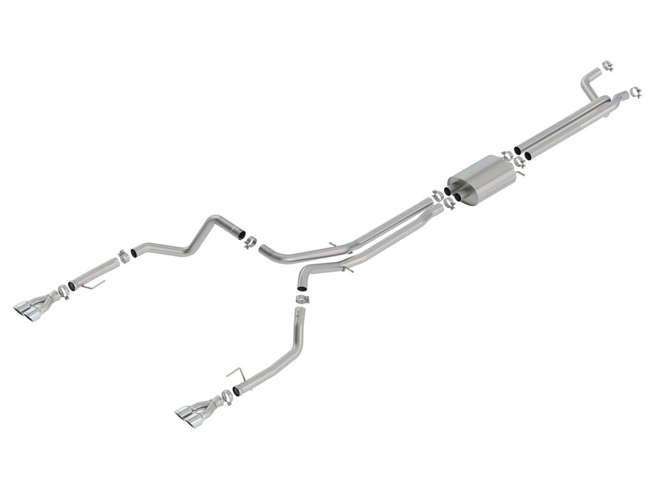 Borla S-Type True Dual Exhaust System with Quad Chrome Tips; Rear Exit (19-23 6.2L Silverado 1500 w/ Factory Dual Exhaust, Excluding ZR2)