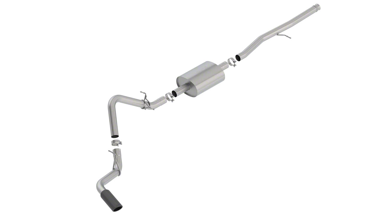 Borla S-Type Single Exhaust System with Black Chrome Tip; Side Exit (19-26 5.3L Silverado 1500)