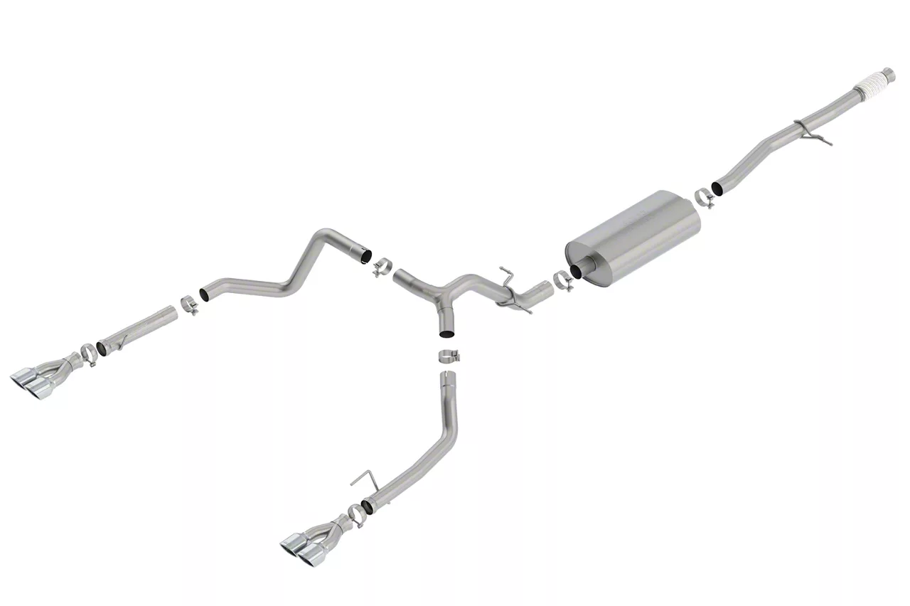 Borla Touring Dual Exhaust System with Chrome Tips; Rear Exit (19-26 5.3L Silverado 1500 w/ Factory Dual Exhaust)