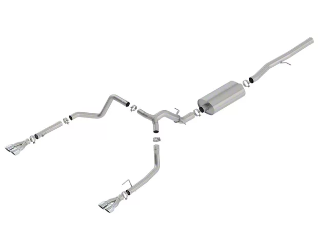 Borla Touring Dual Exhaust System with Quad Chrome Tips; Rear Exit (19-23 6.2L Silverado 1500 w/ Factory Dual Exhaust, Excluding ZR2)