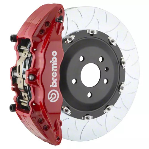 Brembo GT Series 6-Piston Front Big Brake Kit with 15-Inch 2-Piece Type 3 Slotted Rotors; Red Calipers (21-26 F-150, Excluding Raptor)
