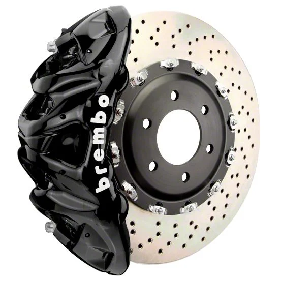 Brembo GT Series 8-Piston Front Big Brake Kit with 16.20-Inch 2-Piece Cross Drilled Rotors; Black Calipers (21-26 F-150, Excluding Raptor)