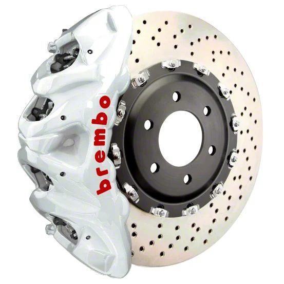 Brembo GT Series 8-Piston Front Big Brake Kit with 16.20-Inch 2-Piece Cross Drilled Rotors; White Calipers (21-25 F-150, Excluding Raptor)
