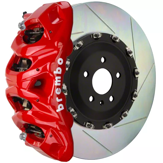 Brembo GT Series 8-Piston Front Big Brake Kit with 16.20-Inch 2-Piece Type 1 Slotted Rotors; Red Calipers (21-25 F-150, Excluding Raptor)