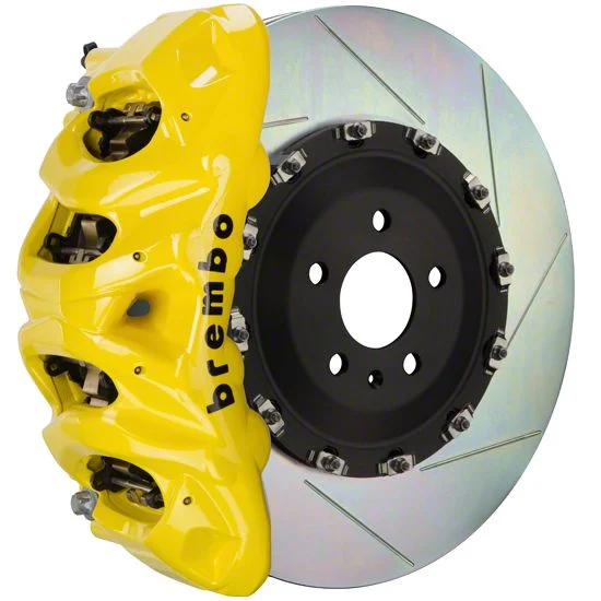 Brembo GT Series 8-Piston Front Big Brake Kit with 16.20-Inch 2-Piece Type 1 Slotted Rotors; Yellow Calipers (21-25 F-150, Excluding Raptor)