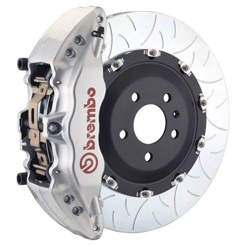 Brembo GT Series 6-Piston Front Big Brake Kit with 15-Inch 2-Piece Type 3 Slotted Rotors; Silver Calipers (19-26 Sierra 1500)