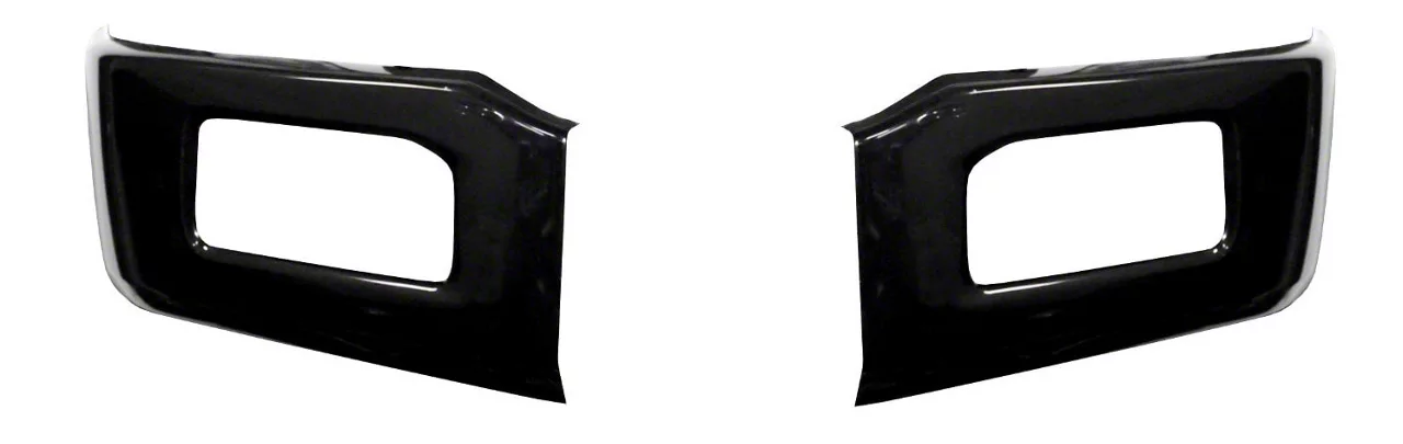 Front Bumper Side Section Cover with Fog Light Cutouts; Gloss Black (18-20 F-150 Lariat, XL, XLT)