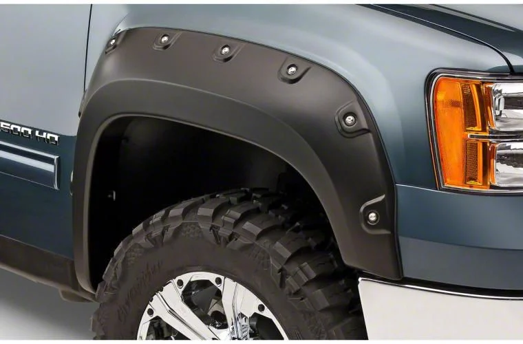 Bushwacker Boss Pocket Style Fender Flares; Front and Rear; Matte Black (07-10 Sierra 2500 HD)