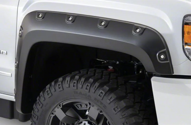 Bushwacker Boss Pocket Style Fender Flares; Front and Rear; Matte Black (15-19 Sierra 2500 HD)