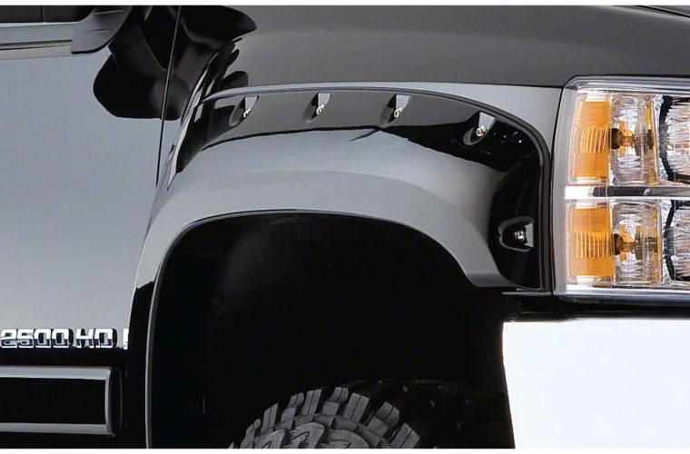 Bushwacker Cut-Out Fender Flares; Front and Rear; Matte Black (07-14 Sierra 2500 HD)