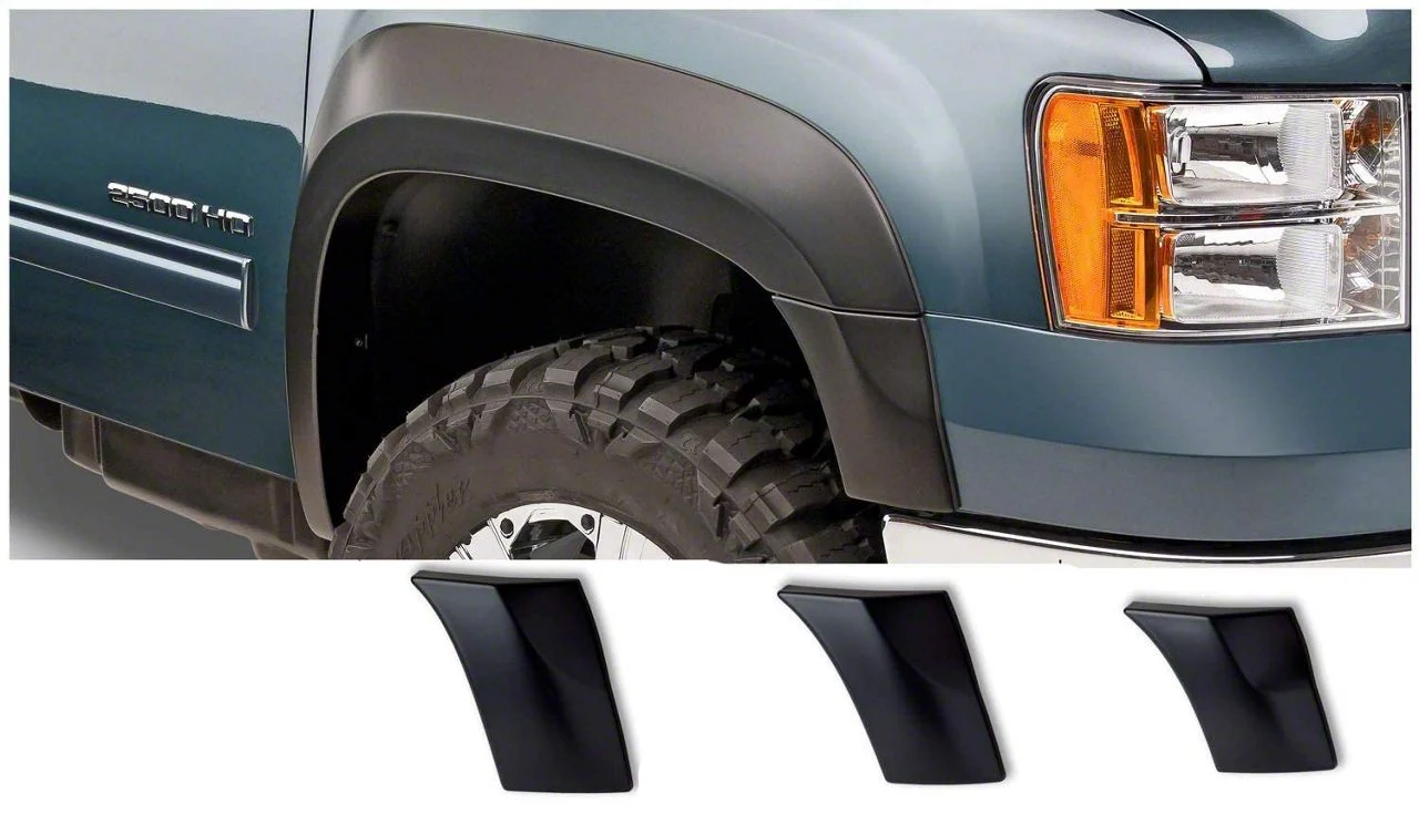 Bushwacker Extend-A-Fender Flares; Front; Matte Black (07-14 Sierra 2500 HD)