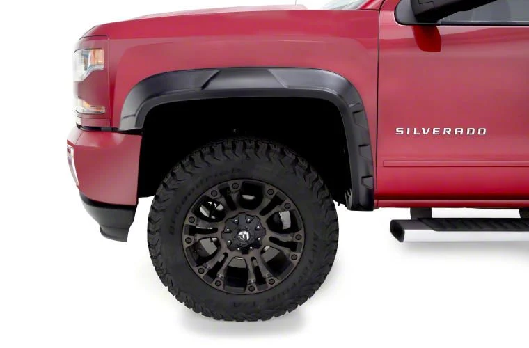 Bushwacker DRT Style Fender Flares; Front; Matte Black (14-18 Silverado 1500)