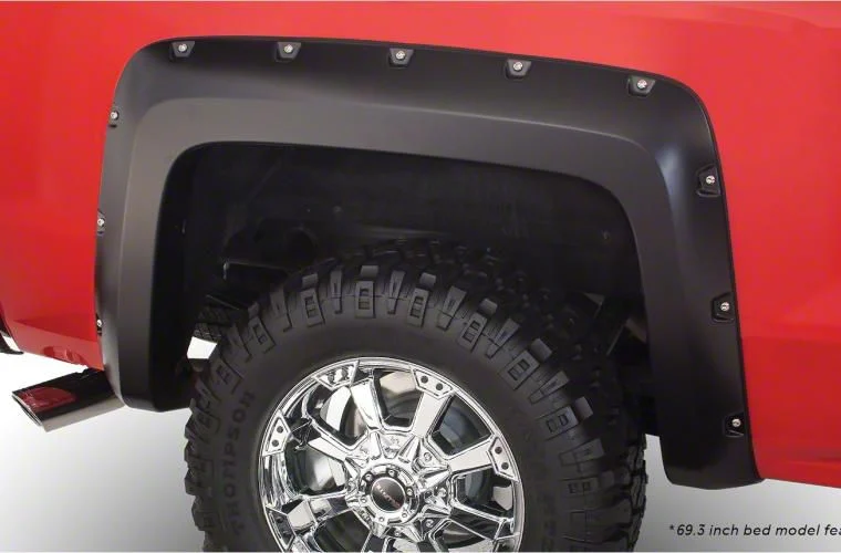 Bushwacker Pocket Style Fender Flares; Rear; Matte Black (15-19 Silverado 2500 HD)