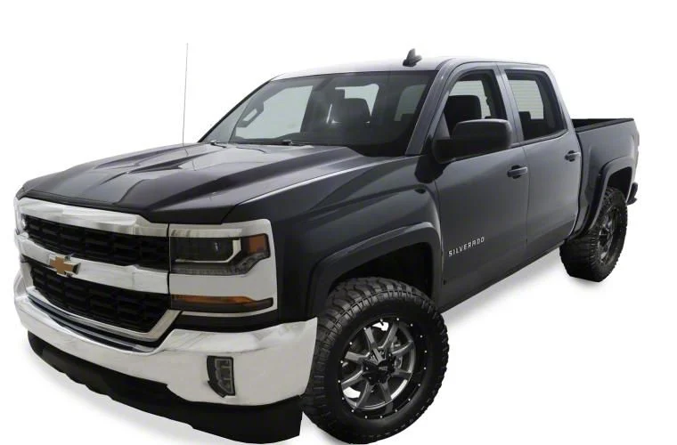 Bushwacker OE Style Fender Flares; Front and Rear; Black (17-19 Silverado 3500 HD SRW)