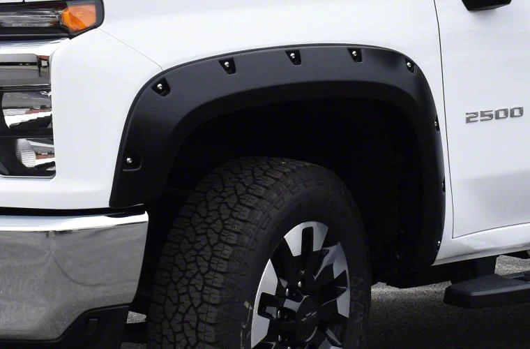 Bushwacker Pocket Style Fender Flares; Front; Matte Black (20-26 Silverado 3500 HD)